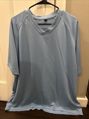 Light Blue Waffle Knit V-Neck Tee